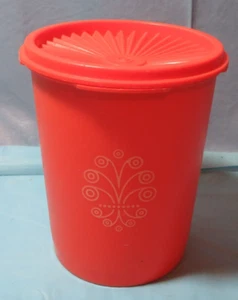 Bote Tupperware Vintage 811-14 NARANJA con Tapa 812-41 Diseño Retro Sunburst - Imagen 1 de 3