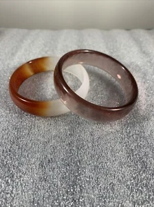 Natural Stone Bangle One Faceted Pale Purple The Other With Rust And White Color - Picture 1 of 7