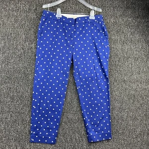 J Crew Women’s Size 10 Blue White Polka Dot Capris Crops Stretch Classic Casual - Picture 1 of 10