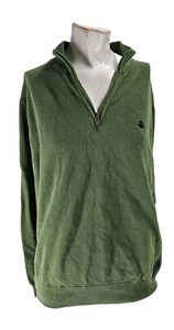 Brooks Brothers Men's Sweater Large Green Cotton Linen 1/4 Zip Knit Pullover - Picture 1 of 7