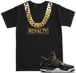 Gold Chain ROYALTY T Shirt to match with Air Js Retro 4 Gold Royalty Shoes - Picture 1 of 13