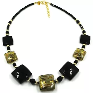Collar Vidrio Murano, 7 Cuadrado, Azzurri O Verde O Negros O Amarillo, 50 CM - Imagen 1 de 10