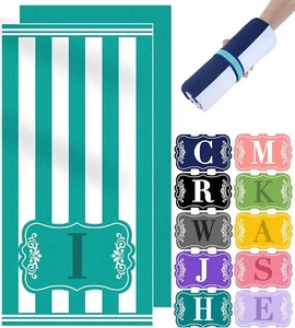 Oversized Microfiber Monogrammed Personalized Custom Customized Beach Towels - Picture 1 of 7