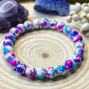 Handcrafted Turquoise & Trace Elements - Stunning Blue & Pink Gemstone Bracelet - Picture 1 of 5