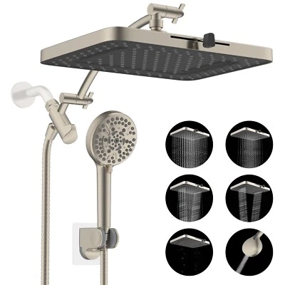 Cabezal de ducha cuadrado de lluvia ajustable de alta presión de 13" con combo de pulverización portátil Foto 1 de 3