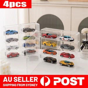 4x Clear Acrylic Display Case with Door for 8 Compartment or 1/64 Scale Toy Car - Picture 1 of 12