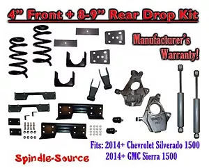 4 / 8 - 9" Drop Kit SHOCKS C-NOTCH FOR 14 -15 Chevy Silverado GMC Sierra 1500 - Picture 1 of 1