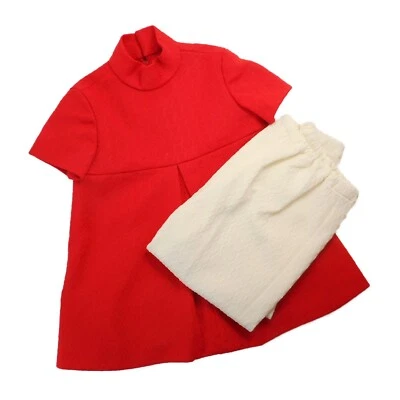 Vtg Outfit Girls approx 2T Toddler Two Piece Dress Pants Set Handmade Textured - Image 1 of 4