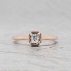 0.78 Ct Emerald Salt And Pepper Diamond Ring 14K Rose Gold Engagement Gift Ring