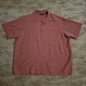 Roundtree & Yorke Short Sleeve Button Up Shirt Salmon Red Size XXL - Picture 1 of 7