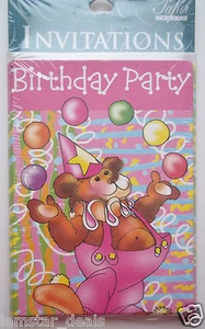 Imágenes de papel haciendo malabares con oso de circo niños FIESTA DE CUMPLEAÑOS INVITACIÓN PAQUETE DE 8 - Imagen 1 de 3