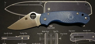 Spyderco Para 3 SPY27 Hoja Lisa Satinada Azul FRN C223PCBL Titanio Linchamiento Nuevo Clip Foto 1 de 3