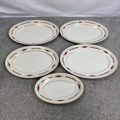 Juego de 5 platos ovalados Johnson Brothers Guildford granate 2 - 12", 11", 10" y 8" Foto 1 de 4
