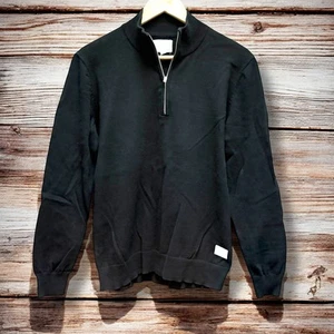 Men's Small 1/4 Zip Black Five Four LA Medium Weight Knit Pullover - Picture 1 of 7