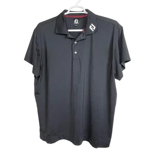 FootJoy Men’s XL Golf Polo Black Tour Collar FJ Logo Performance Shirt - Picture 1 of 10
