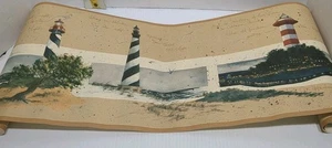 Lighthouse Wallpaper Border York 9 inches x 5 yards Prepasted Sand Tan - Picture 1 of 7