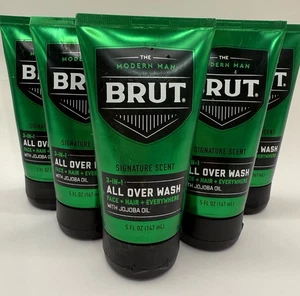 Lot Of 6 Brut All Over Wash 3-in-1 Face Hair Body 5 fl oz NEW Free Shipping - Picture 1 of 4