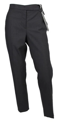 BRUNELLO CUCINELLI Gray Wool Blend Monili Strap Tapered Leg Dress Pants 46 - Image 1 of 4