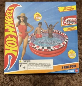 Hot Wheels 3-Ring Inflatable Pool – Retro Race Car Design | 34” D x 10” H - Picture 1 of 8