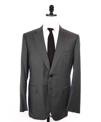 $3,995 ISAIA - Solid Gray "AQUASPIDER" Coral Pin Wool Suit 48R - Image 1 of 4
