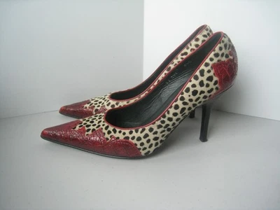 Donald J Pliner Couture 8.5 M Calf Hair Leather Pointy Toe Heels Pumps Italy Vtg - Image 1 of 4