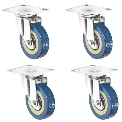 Transportrollen 4er Set Schwerlastrolle mit Anschraubplatte 75mm Lenkrolle360° - Bild 1 von 4