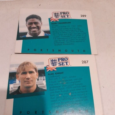 Portsmouth x 2 ProSet 1990/91 Football trading cards incl. Mark Chamberlain  - Image 1 of 4