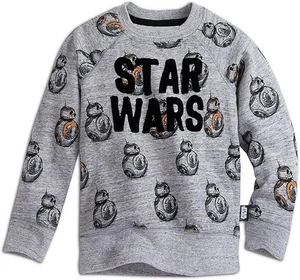 DISNEY STAR WARS Boys BB-8 Raglan Sleeve Sweatshirt 4 Grey - Picture 1 of 1