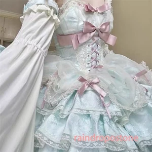Japanese Lolita Women Cute Jsk Ruffled Dress Kawaii Princess Suspender Skirt - Picture 1 of 23