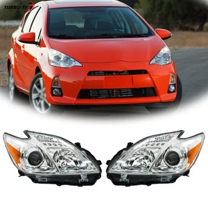 1Pair Halogen Set For Toyota Prius 2012-2015 Clear Headlights Assembly Chrome - Picture 1 of 13