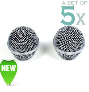 5x rejilla de micrófono de malla se adapta al micrófono fundido a presión Shure SM58, chapado en plata - Imagen 1 de 4
