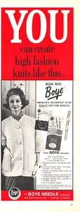 Boye Needle Company Chicago IL Accurate Knitting Needles Vintage Print Ad 1963 - Picture 1 of 4