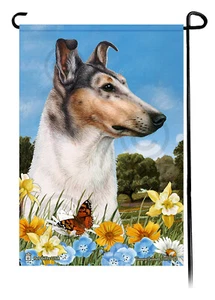 Sommerblumen Garten Flagge - Blue Merle Smooth Collie - Bild 1 von 1