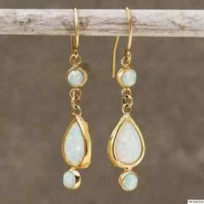 Simulated Fire Opal Womens Drop/Dangle Hook Earrings 14K Yellow Gold Finish - Image 1 of 4