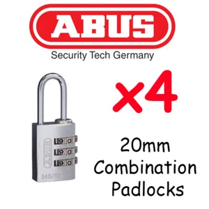 Combination Padlocks - Resettable ABUS 20mm x4 BULK LOT High quality - SILVER - Picture 1 of 2