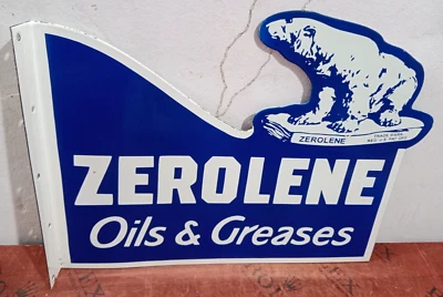 Zerolene Oils & Greases Porcelain Enamel Sign 26 x 18 Inches 2 Sided - Image 1 of 4