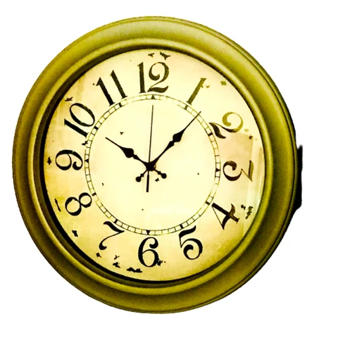 Antique Vintage Wall Clock Battery Operated wrought iron Arms Cover