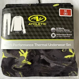 Neu mit Etikett Athletic Works Jungen Größe M (8) Thermounterwäsche Set schwarz gelb tarnfarben 2-teilig - Bild 1 von 5