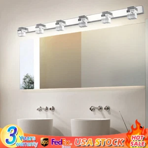 Modern 6 Heads Bathroom Vanity LED Crystal Mirror Light Front Wall Lamp Fixture - Picture 1 of 10