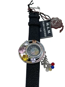OROLOGIo m&m primo emporio STRASS CHARMS CIONDOLO DONNA ROTONDO PELLE OFFERTA !! - Picture 1 of 2