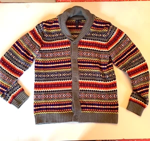 Jack and Janie Boys Size 12 FAIR ISLE Shawl Collar Cardigan Sweater - Picture 1 of 8