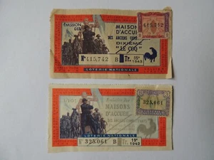 2 tickets de loterie maison d'accueil des anciens combattants Dixième le coq - Picture 1 of 2