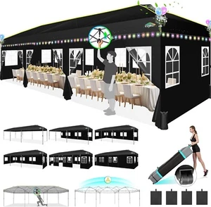 COBIZI 10x30 Pop up Canopy Waterproof Tent with 8 Sidewall One Push Setup Glow - Picture 1 of 45