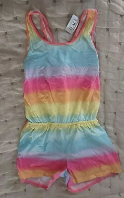 The Children's Place Girls Rainbow Striped romper sleeveless shorts size 10/12 - Image 1 of 3