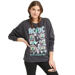 NWT ACDC Women's Long-Sleeve Blow Up Your Video Sweatshirt Black Size Small S - Picture 1 of 2