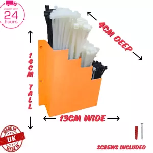 Orange Cable Tie Holder Zip Tie Storage Rack Wall Mount Organiser Container UK - Picture 1 of 5