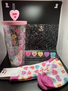 Valentine’s Day Tumbler w/Straw Socks Photo/Note Holder Claire’s New - Picture 1 of 4