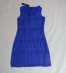 TIANA B Dress Womens Small Blue Crochet Lace A Line Cocktail Party Holiday NWT - Picture 1 of 12
