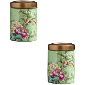 2 PCS Tea Travel Kitchen Decorative Ceramic Canisters Porcelain - Picture 1 of 12