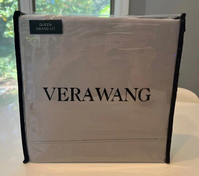Juego de sábanas Vera Wang lujoso tejido satinado Queen. 100% Algodón Gris Sólido NUEVO Foto 1 de 4